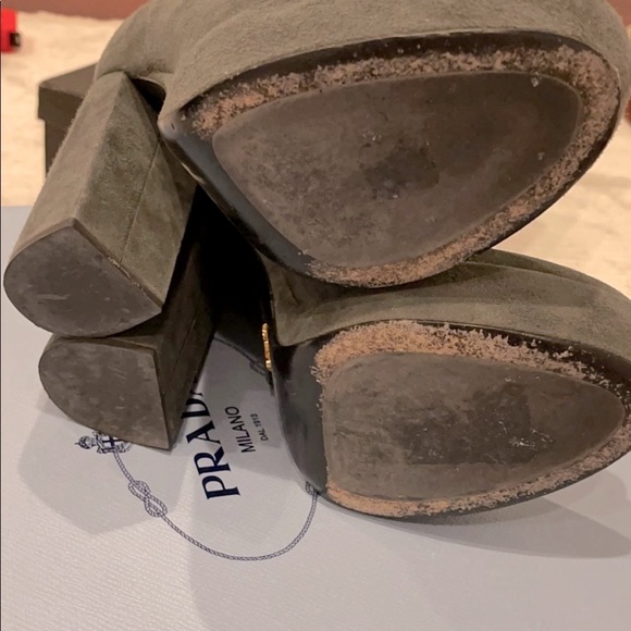 PRADA Grey Ultra Suede Platform ankle Boots - Picture 9 of 10